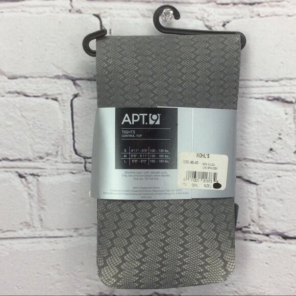 Apt. 9 Control Top Gray Tights Textured Pattern Light Academia Various Sizes NWT - Picture 6 of 6